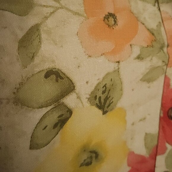 JM Collection Womens Petite Floral Linen Button Down 14P - Picture 4 of 6